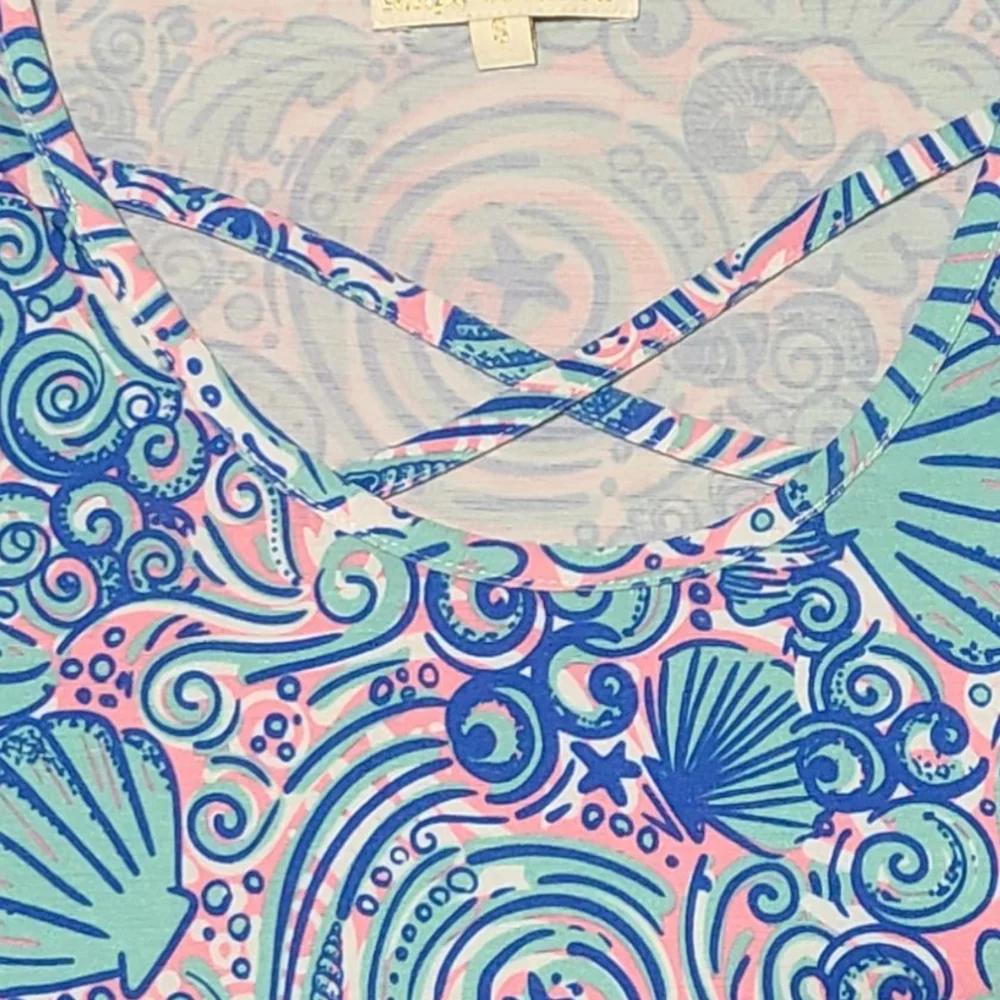 Simply Southern Pink and Blue SWIRLY Top Seashells Beach Small - Picture 4 of 16